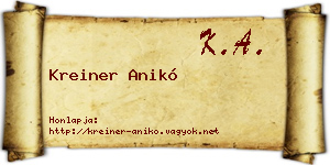 Kreiner Anikó névjegykártya
